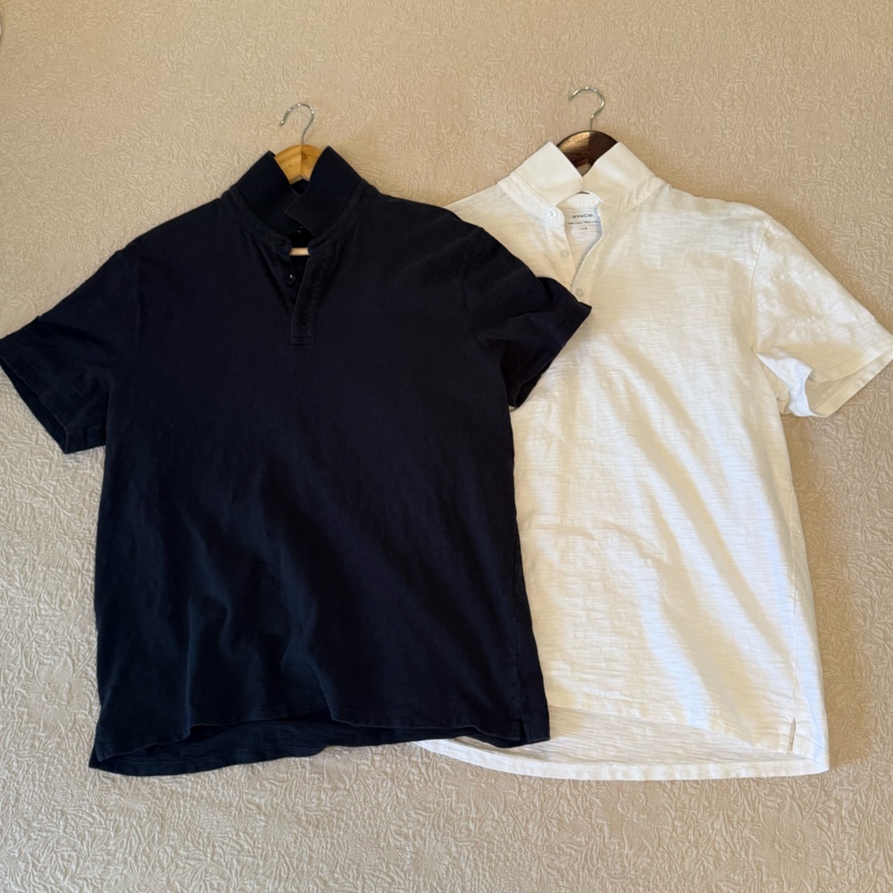 Vince Navy Blue and White Men's Shirts - Large - Set of 2